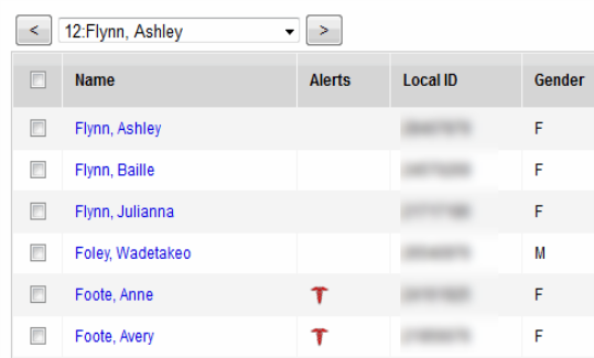 Student page list example.