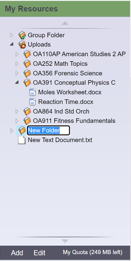 Add Resources new folder