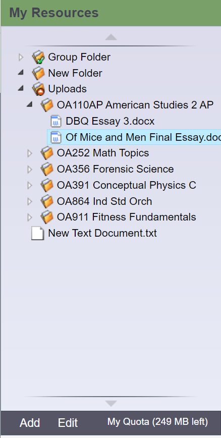 My Resources with new file 