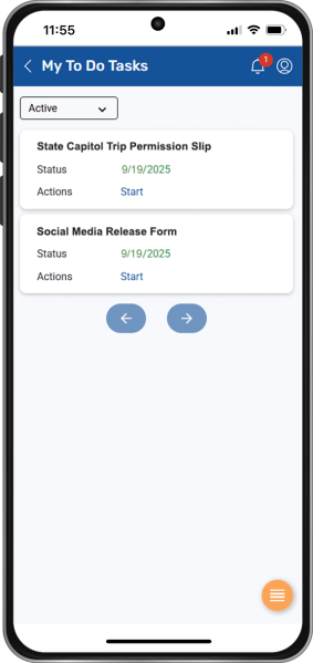 My To Do Tasks screen