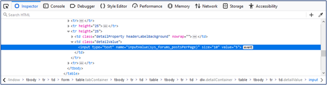 source code showing input value.