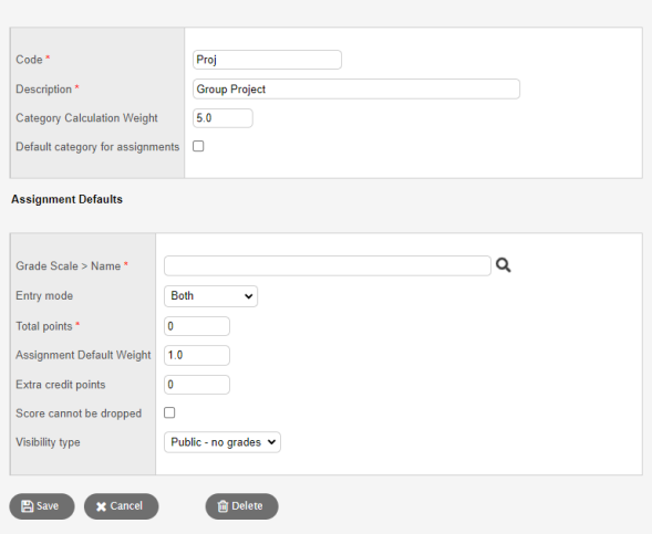 Category Details pop-up