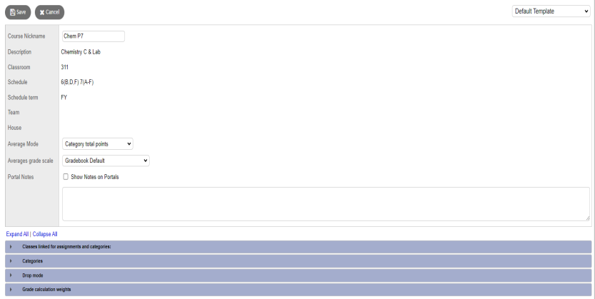 Class List Details page