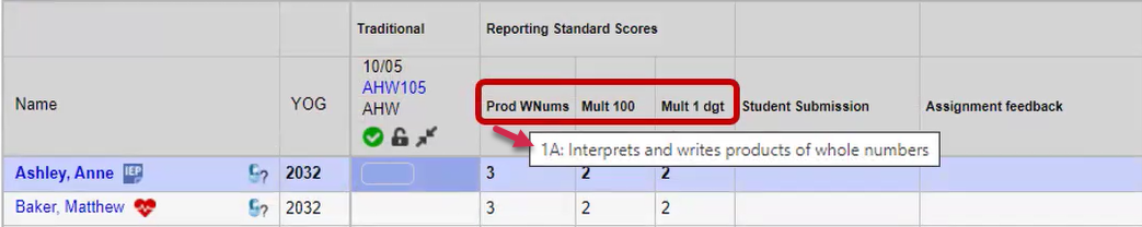 Reporting standard hover text