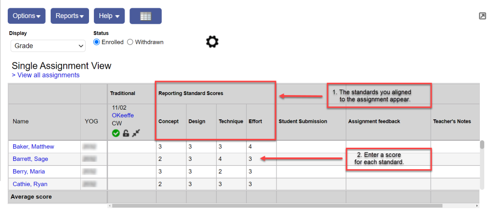 Standard Assignment Enter and view standards scores – elementary teachers