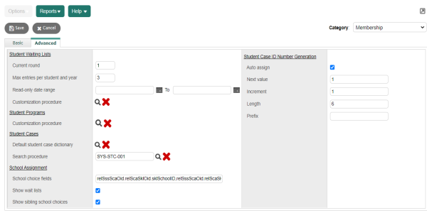 Membership preferences, Advanced sub-tab